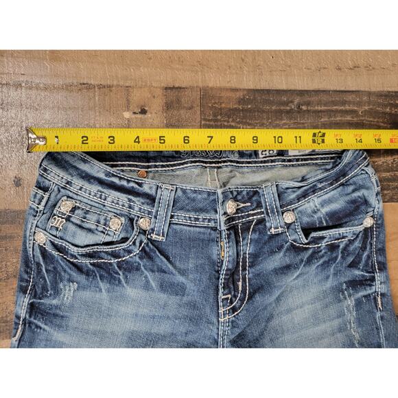 Miss Me Womens 28 Denim Blue Jeans Indian Feathers Rhinestones Boot Cut JW5617BV - Picture 6 of 8